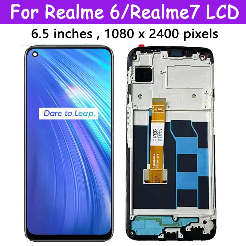 Pantalla LCD realme 7 RMX2155 de 6,5 pulgadas para Oppo Realme 6 RMX2001, montaje de digitalizador con pantalla táctil de repuesto