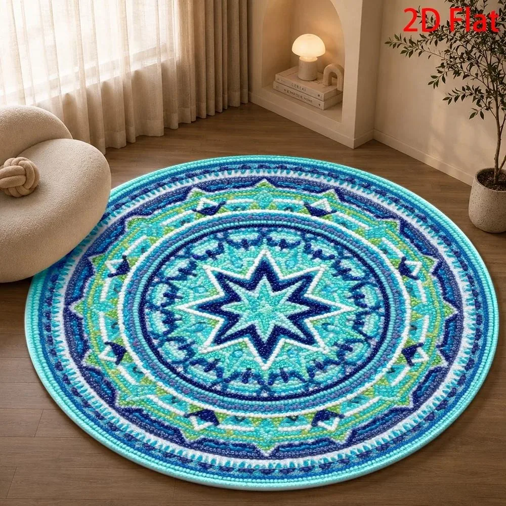 Colorful Concentric Pattern Washable Carpet Soft Plush Rug Entrance Doormat Decorative Accent For Coffee Shop Office Gym Studio