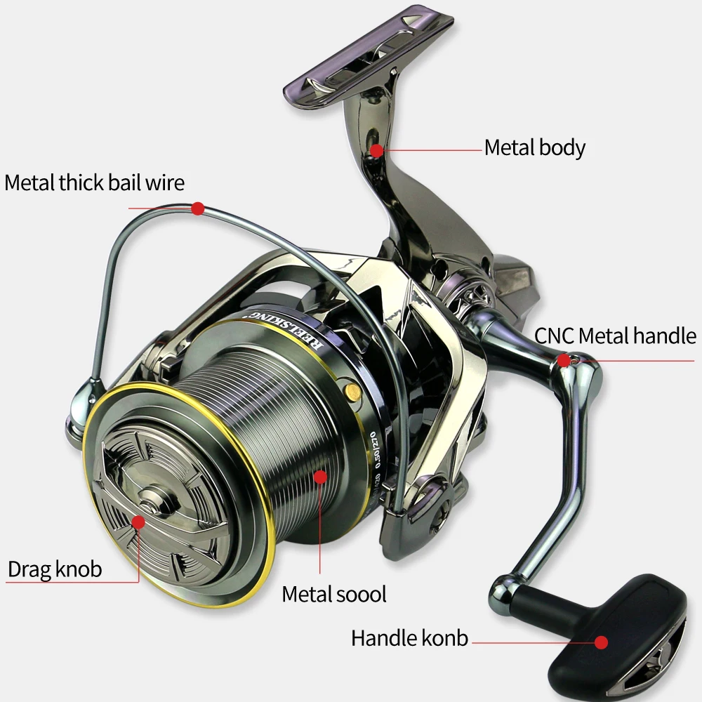 Spinning Fishing Reel Saltwater All Metal Drag 20kg/44LB Fishing Reel Pesca Fishing Machine 12000 Trolling Fishing Reels 4.7:1