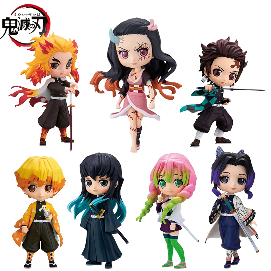 Figurine de tueur de démons de 15cm, jouet Nezuko Tanjirou Zenitsu Inosuke Kyoujurou Shinobu Giyuu Qposket, modèle de jouet pour enfants, cadeau de noël