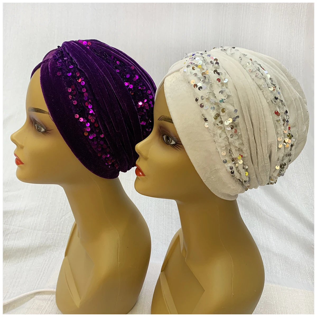 Accessories Lady Comfortable Worship Hat Twisted Turban Hats Women Cap Beaded For India Hat Scarfs Head Wrap Headband Girl Hair