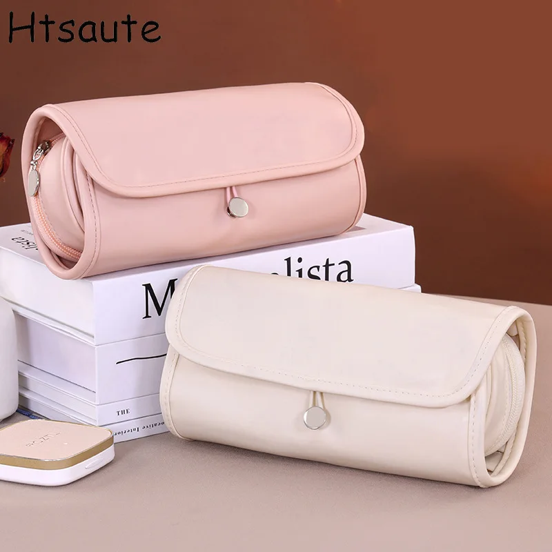 

PU leather Ladies Makeup bags double zipper storage bag portable large capacity waterproof travel essential cosmetics organizer
