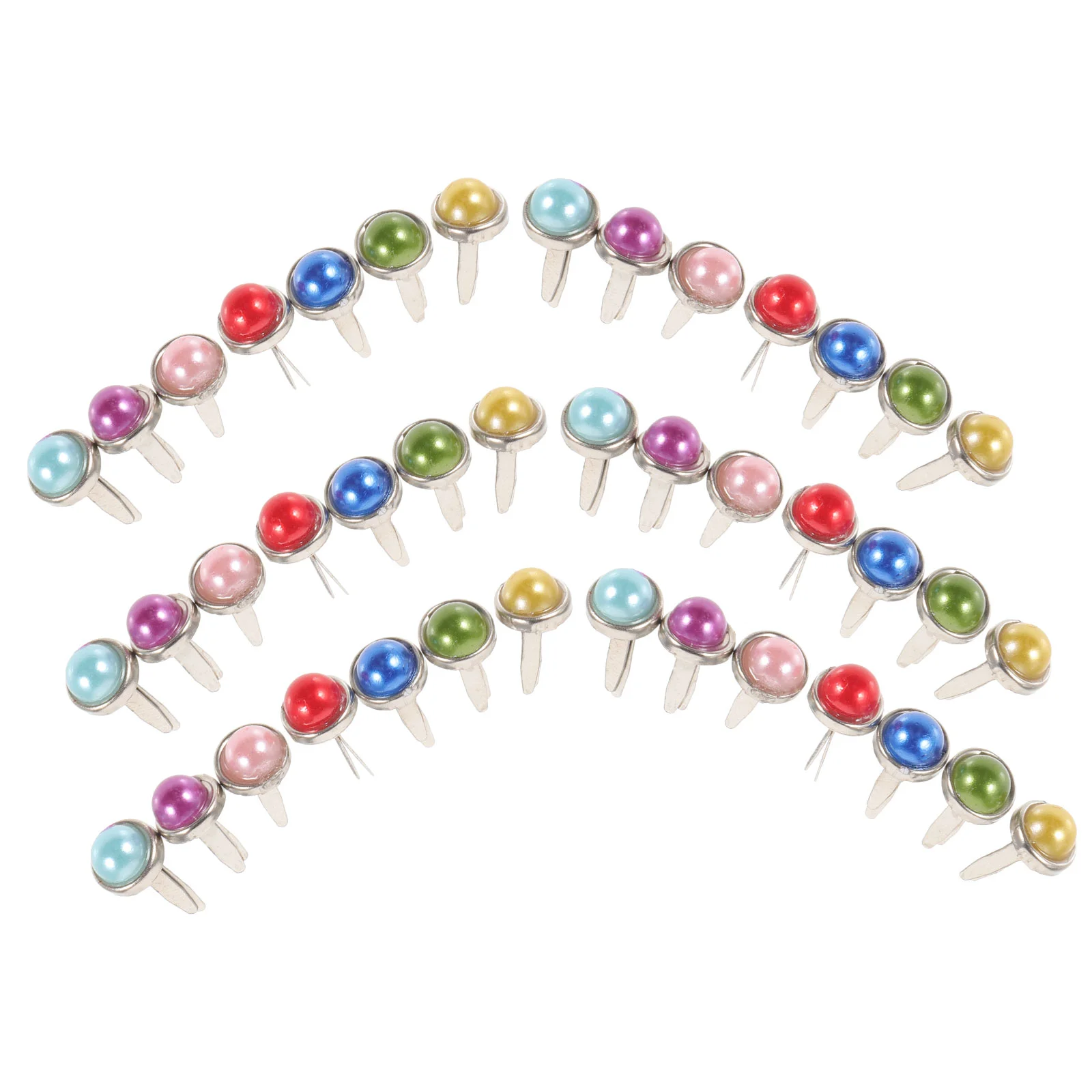 

50 Pcs Craft Making Supplies Pearl Snap Fasteners DIY Materials Metal Brads Mini Round