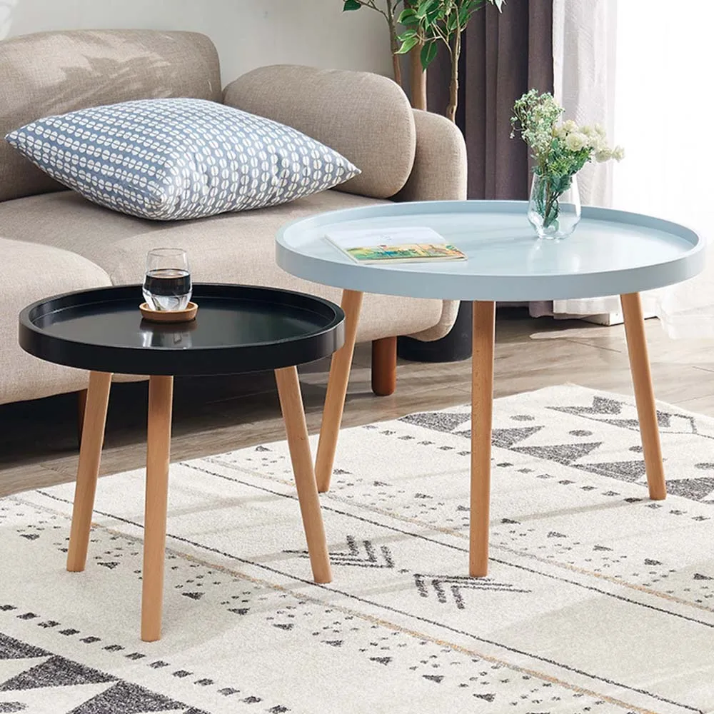 Nordic Style Coffee Table Simple Living Room Small House Type Disc Waterproof Table Balcony Bedroom Solid Wood Legs Firm Durable