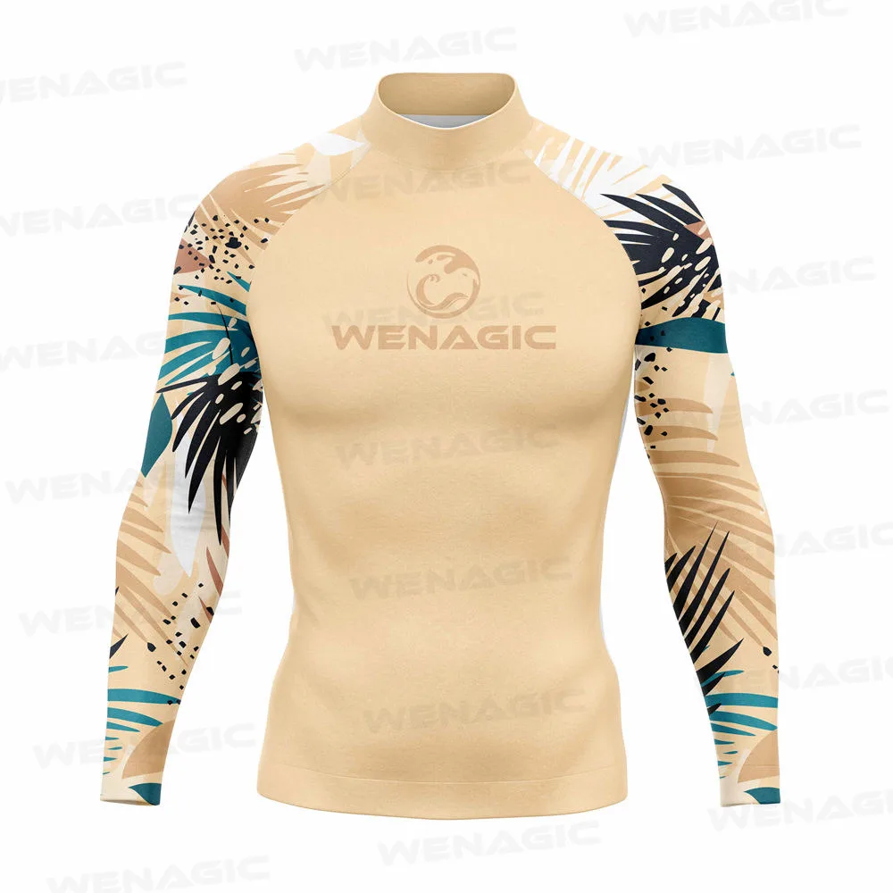 Summer New Men\'s UV Protection Rash Guard Diving Surf t Shirt Swimming T-shirt Swimsuit Beach Swimwear Long Sleeve Surfing Suits