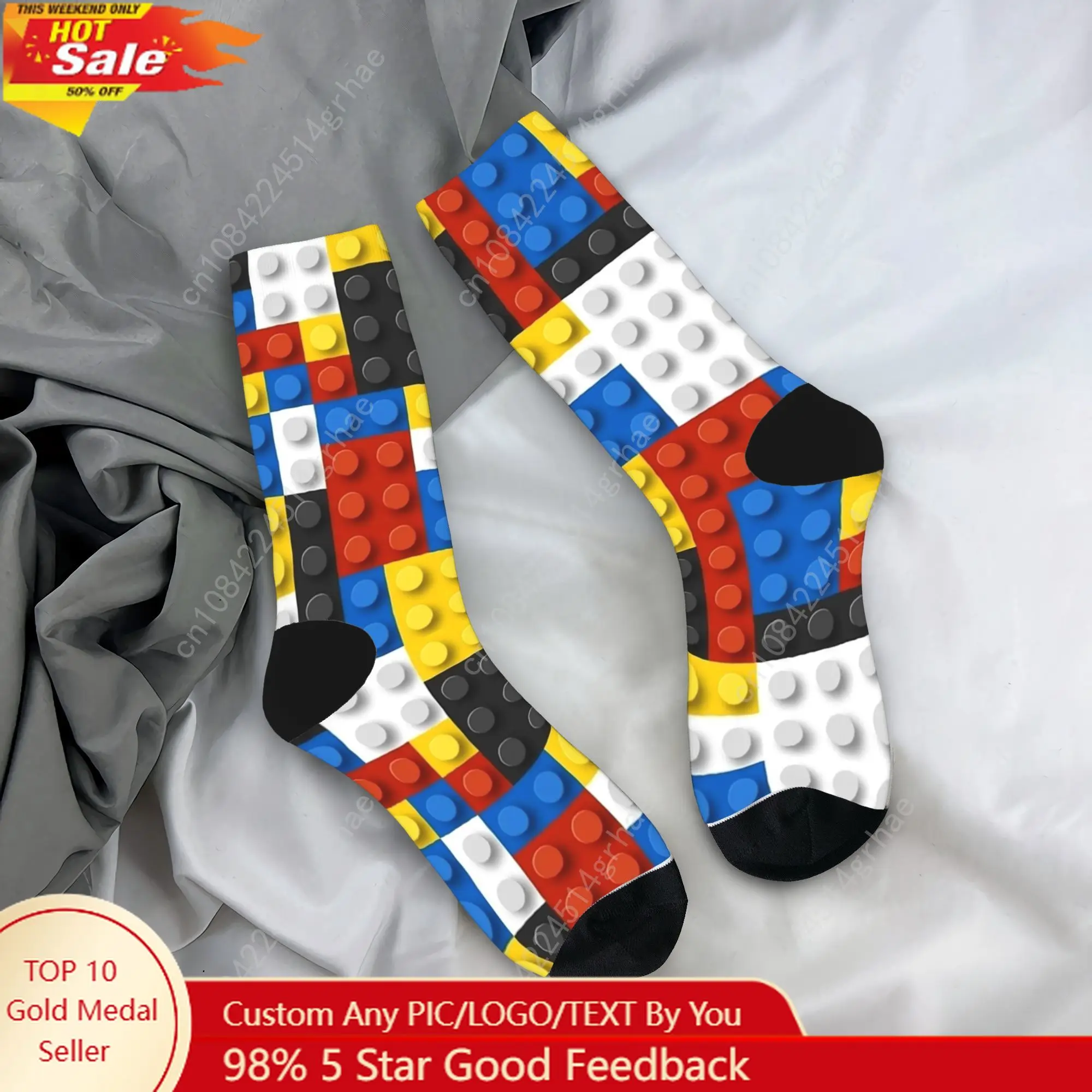 Mondrian blocks De Stijl Modern Art Socks Anti Slip Stockings Adults Men Comfortable Outdoor Sports Socks Winter Modern Socks