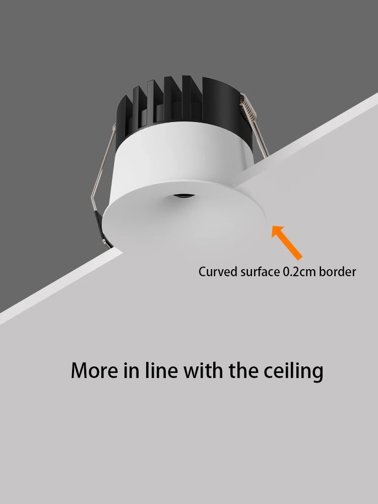 Led Spotlights Curved Surface Small Hole Spot Light Recessed Round Ceiling Lamp Anti Glare COB Foco Opening 35 55 65 75mm Lights