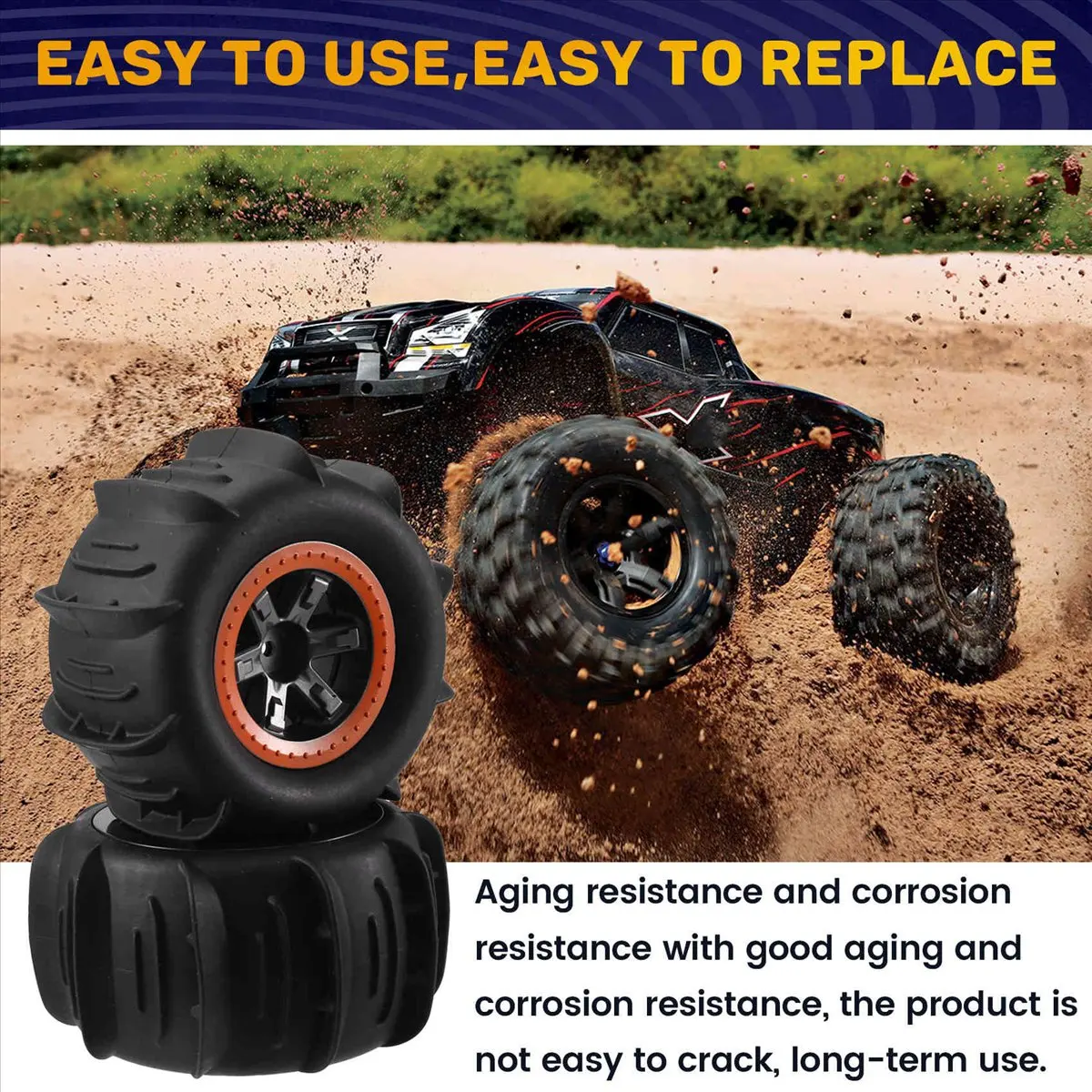 

Комплект из 4 улучшенных колес для песка и снега для радиоуправляемых грузовиков 1/10 Traxxas 104009 104001 XLH 9125, аксессуары для радиоуправляемых машин