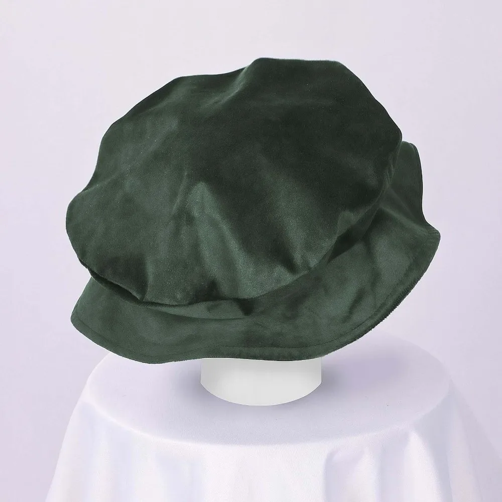Faux Suede Medieval Flat Cap Elastic Band Soft Velvet Mens Cosplay Cap Solid Color Breathable Fabric Renaissance Beret Hat