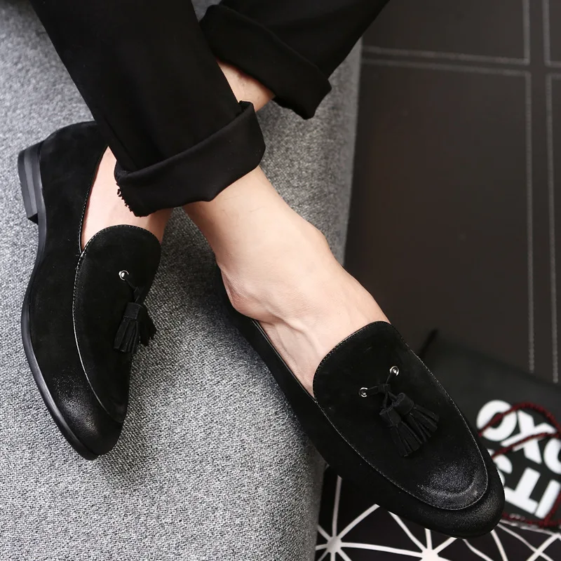 Men Casual Shoes Breathable Leather Loafers Business Office Shoes For Men Driving Moccasins Comfortable Slip On Tassel Shoe