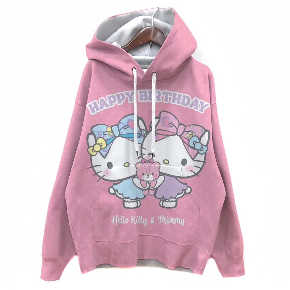 Sudadera de manga larga con cuello redondo para mujer, lavable a máquina, ajuste Regular para otoño, informal, con estampado de Hello Kitty