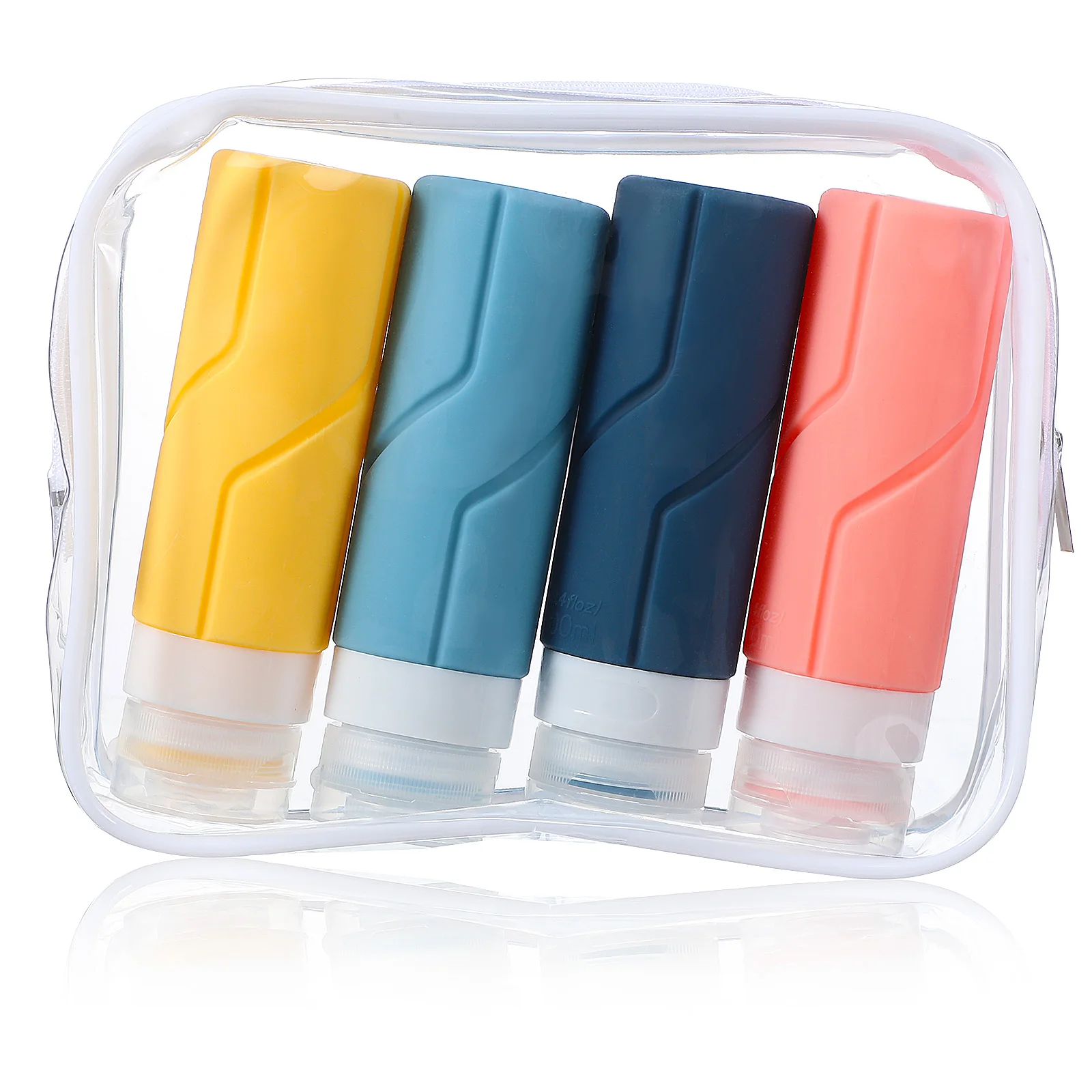 

4pcs 100ml Silicone Refillable Travel Bottles Toiletry Shampoo Containers Portable Lightweight Camping Outdoor