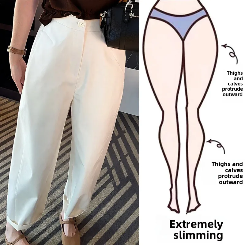 

Брюки прямого кроя с высокой талией для полных женщин, весенне-осенний стиль, утягивающие брюки-кюлоты длиной 7/8