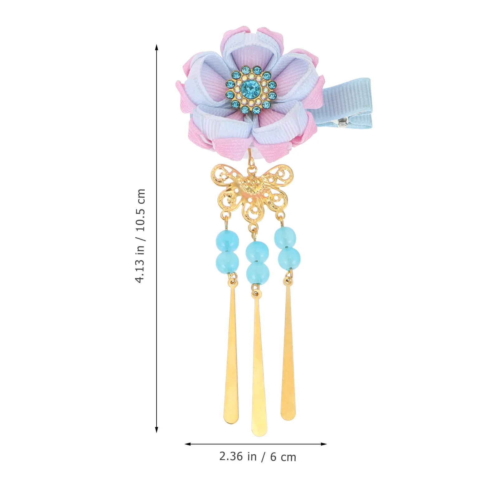 1Pair Exquisite Flower Hairpin with Delicate Bell Detail Japanese Style Hair Clamp for Kimono Wear Fashionable Lightweight Hair