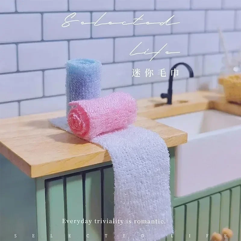 Dollhouse Bathroom Scene Props 3Pcs Simulated Mini Lace Towel Miniature Decor Ornaments