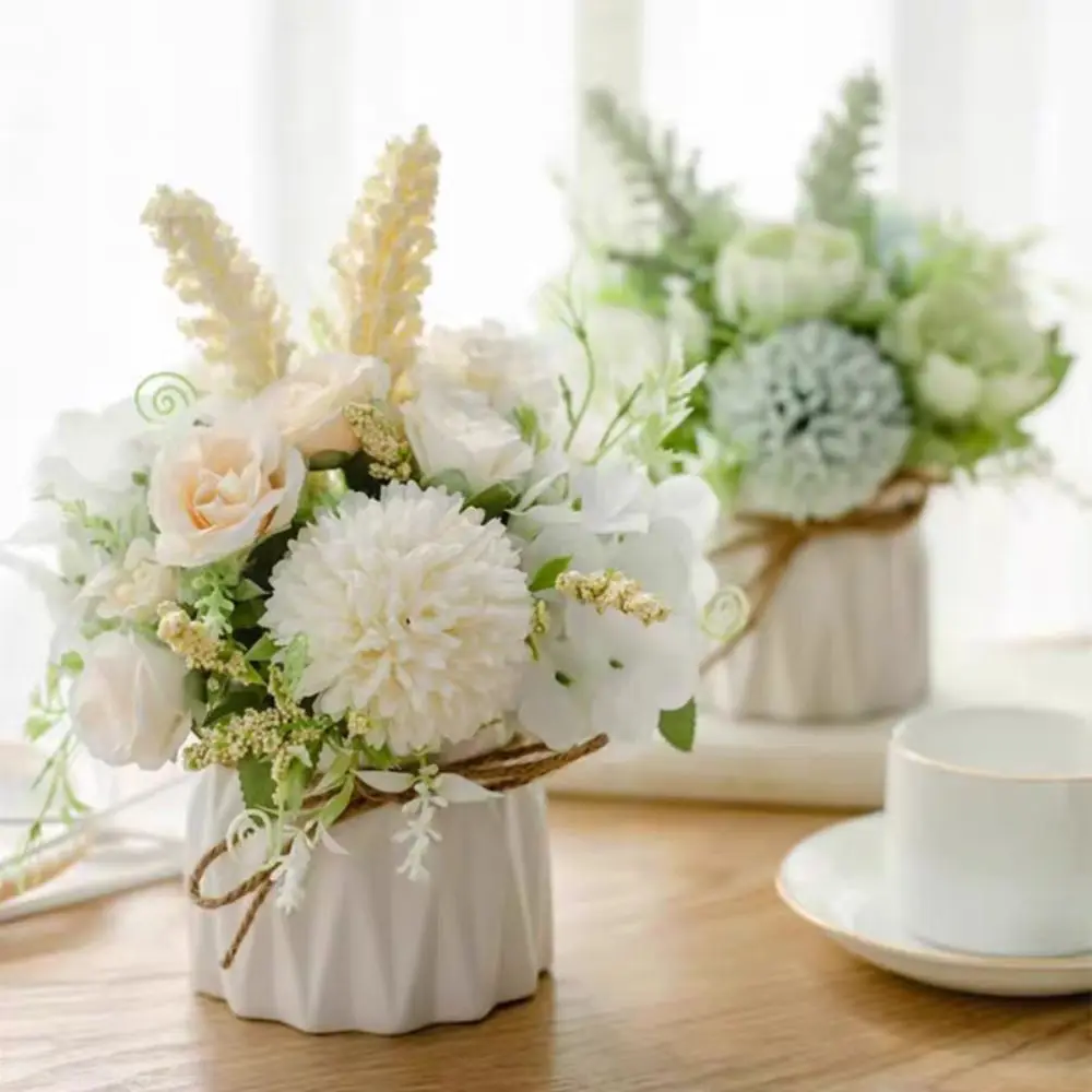 

Realistic Artificial Flower Bonsai Elegant Eternal Life Simulation Plant Bonsai with Ceramic Flowerpot No Watering