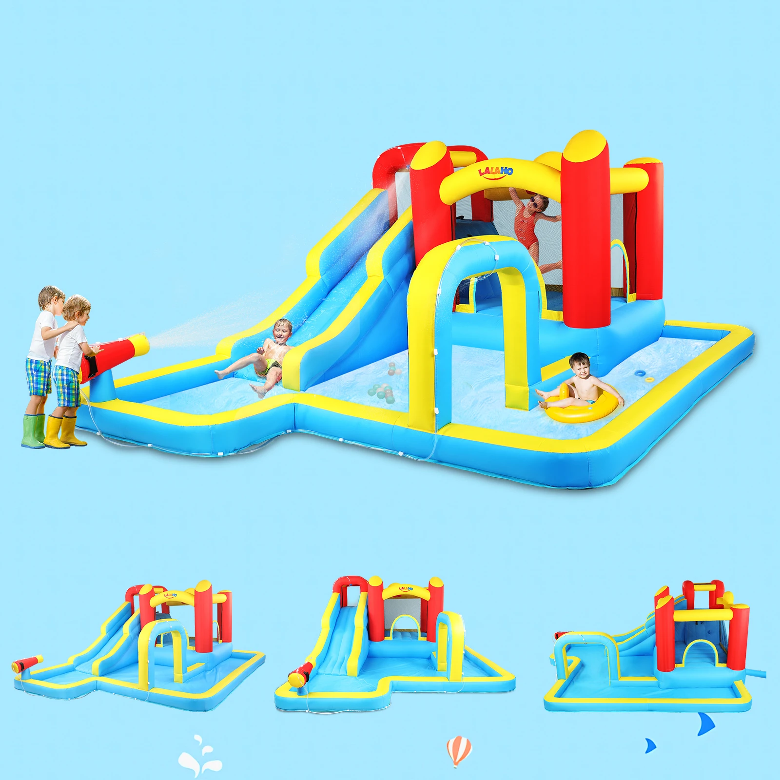 LALAHO 420D 840D Oxford cloth slide pool trampoline red yellow blue inflatable castle