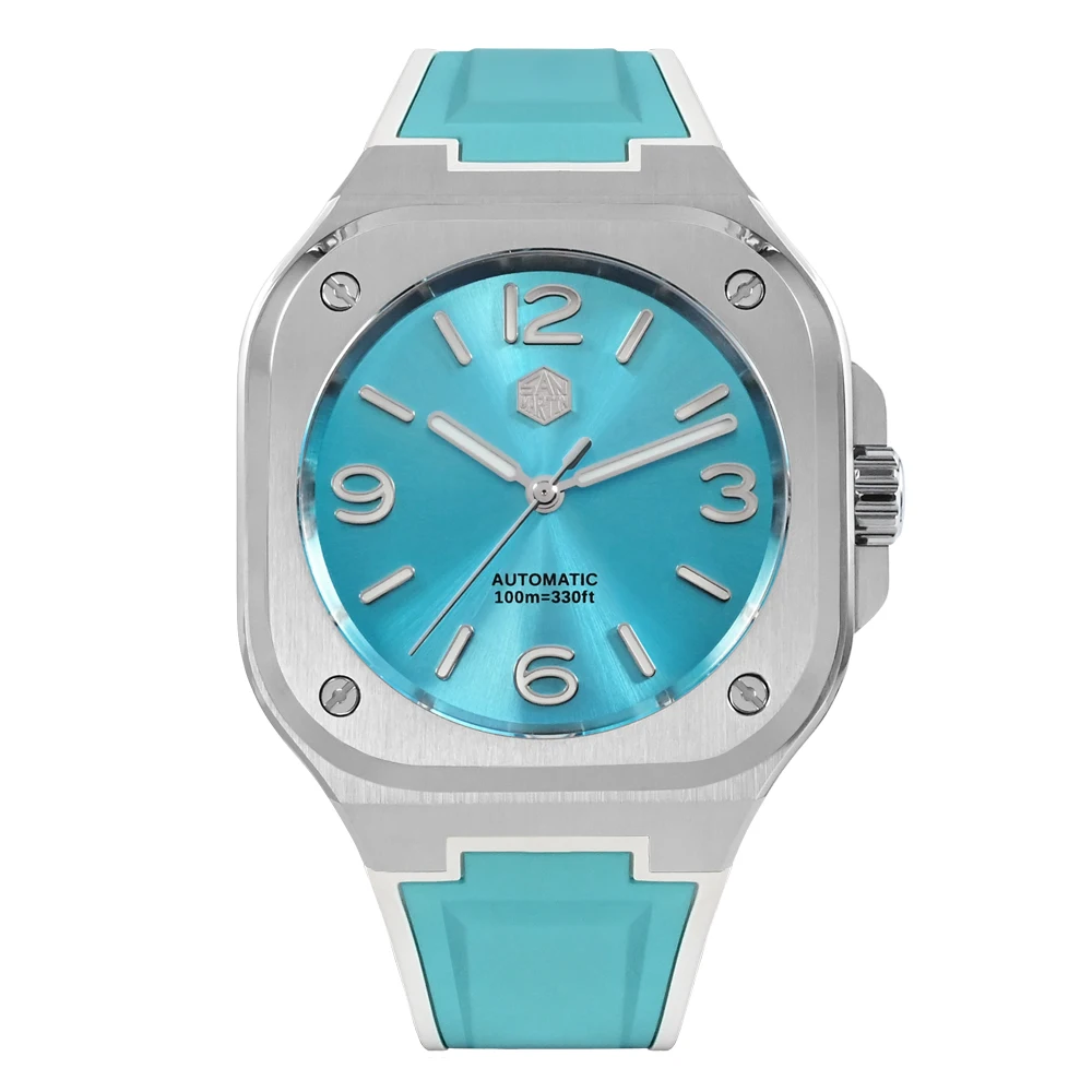 San Martin 40 mm quadratische Business-Uhr, mechanische Uhren für Herren, selbstaufziehende Armbanduhr, wasserdicht, 10 Bar, lässiger Saphir SN0074