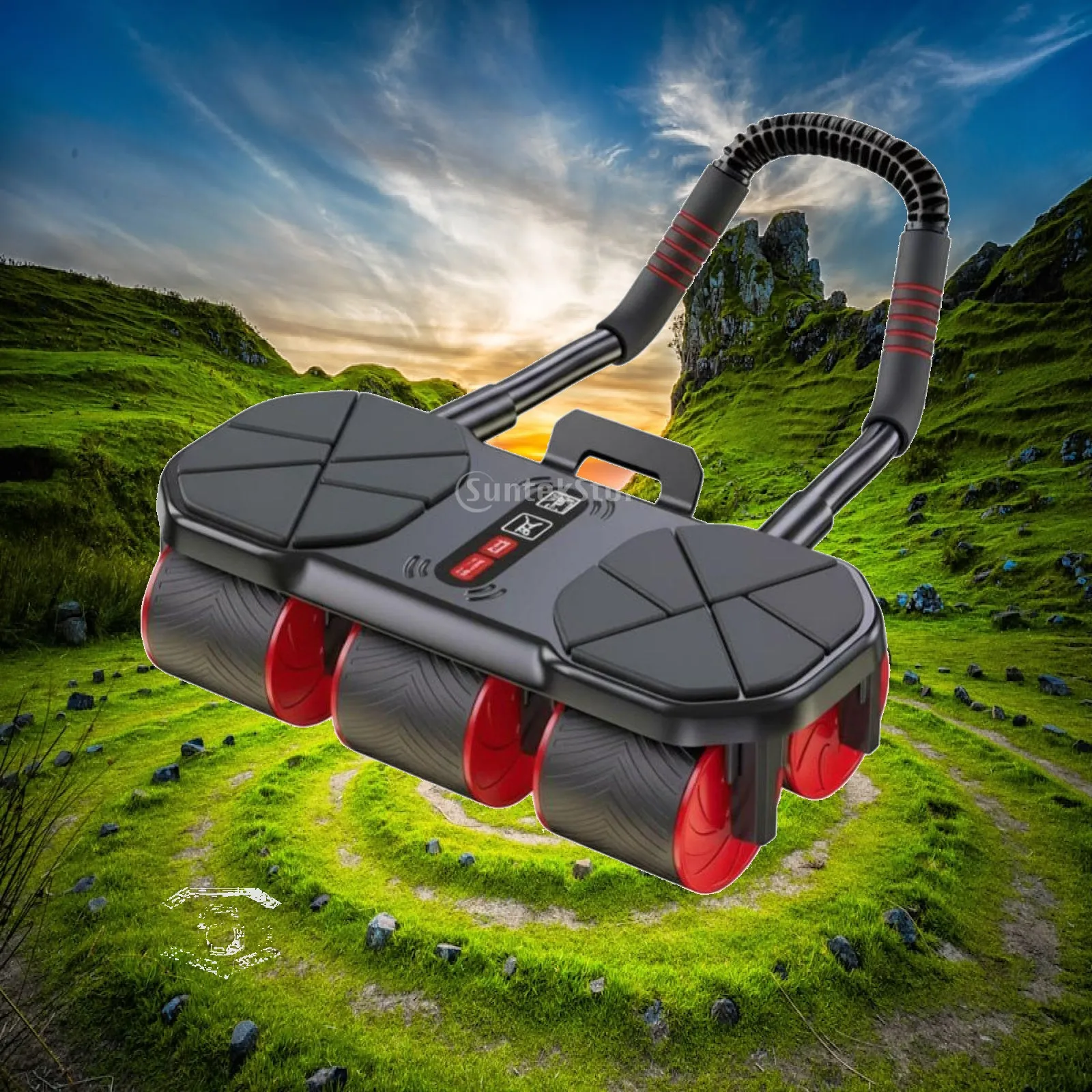 6 Wheel Ab Roller Automatic Return Core Trainer for Home Workout Equipment with Phone Holder Smart Tracking