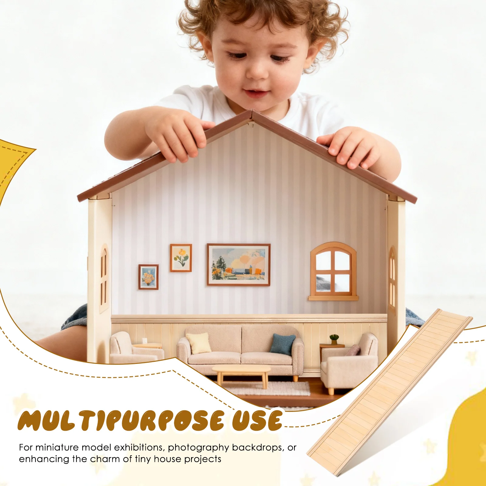 

1:12 Scale Mini Wainscoting Panels Realistic Design Easy Installation Versatile Themes High Precision Dollhouse Decorative Wall