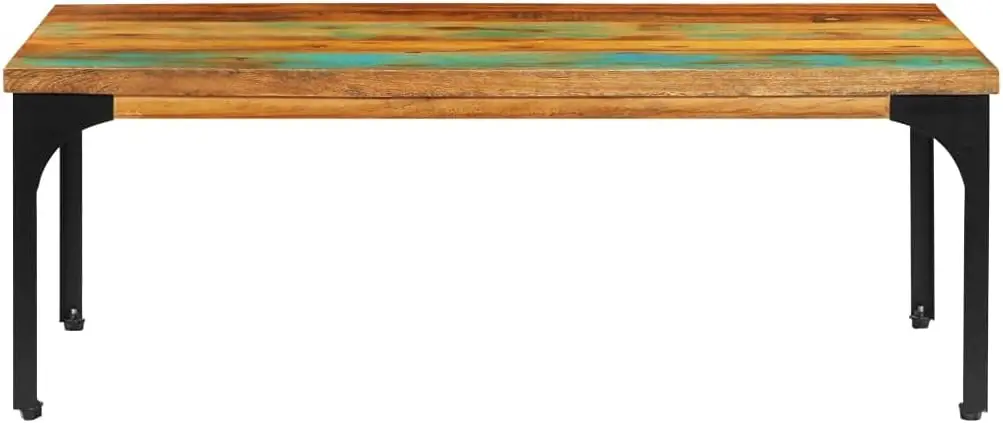 Coffee Table Solid Reclaimed Wood - Industrial Brown Rectangular Dinner Table/Office Desk With Power-Coated Steel Frame