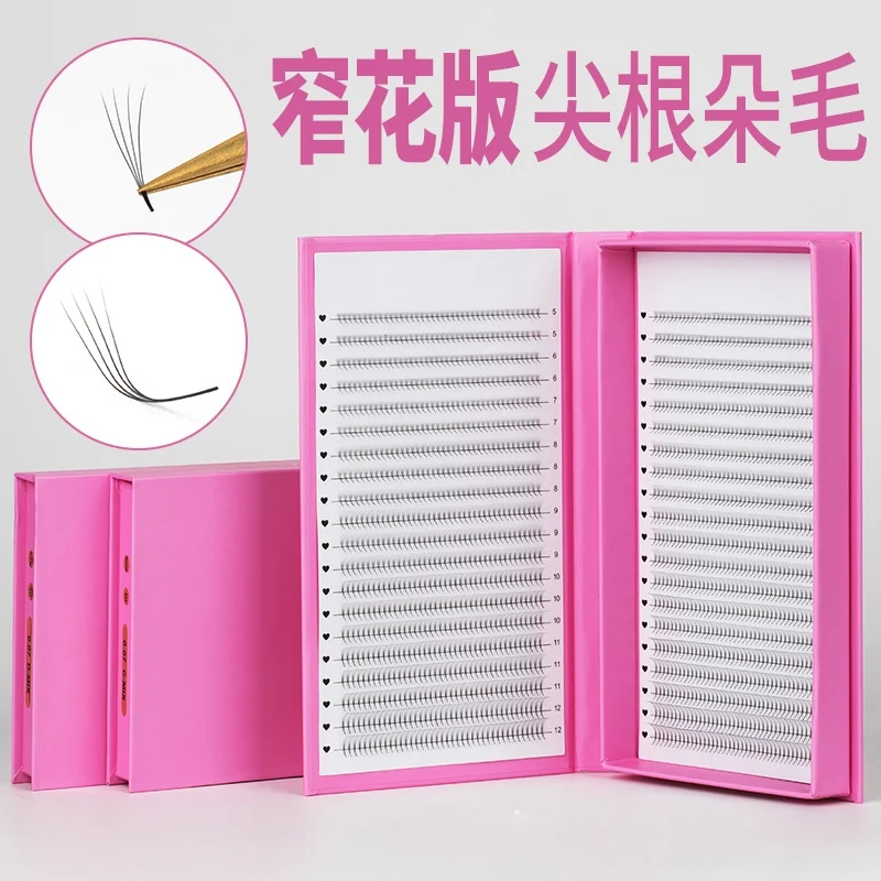 Narrow Pointy Base Premade Fans Cluster Eyelash Extensions 3D 4P 5D 6D Narrow Flower Medium Glue Root Large Magnetic Box Custom