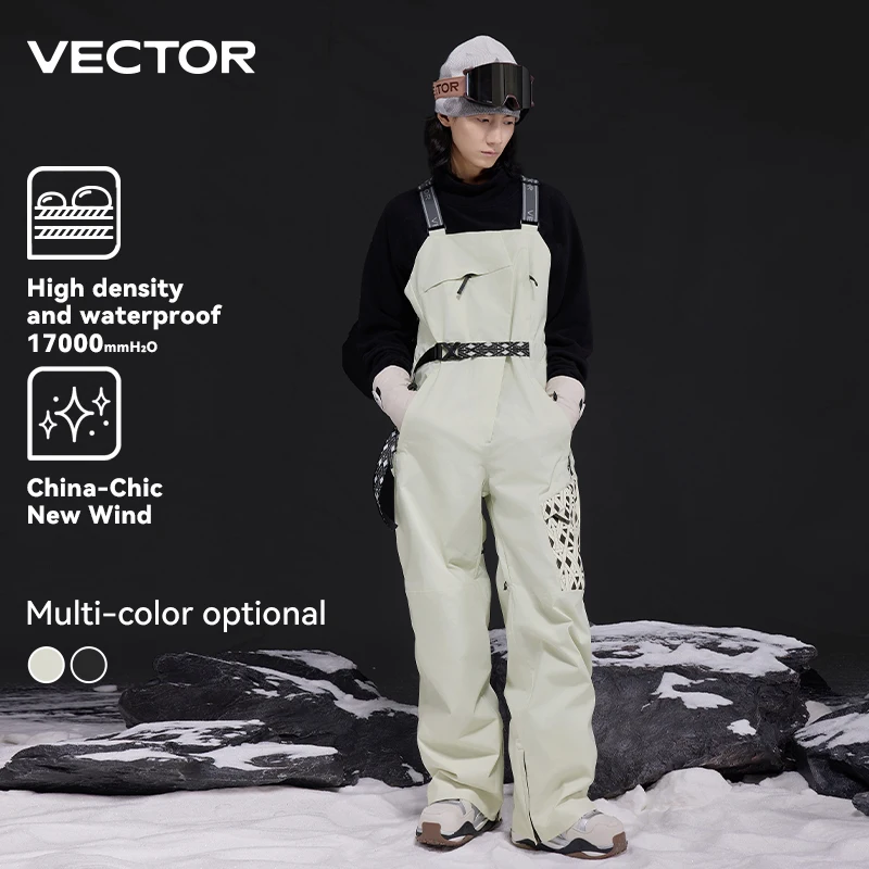 Macacão de esqui com silhueta 3L VECTOR masculino e feminino são à prova de vento e à prova d'água de nylon com borracha de pressão total para esqui ao ar livre