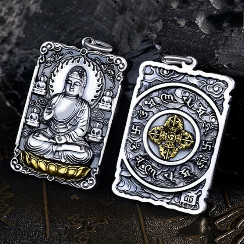 BOCAI S999 Sterling Silver Pendants for Women Men Life Guardian Buddha Vajra Pestle Six Character Truth Amulet Free Shipping