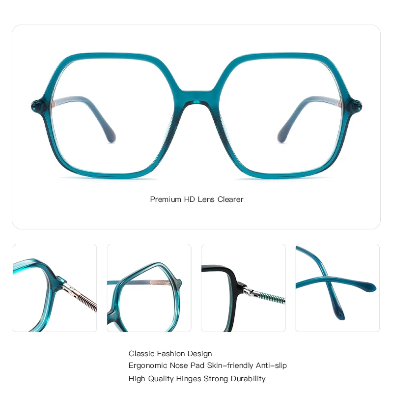 ZENOTTIC نظارات مضلعة بلون سادة للنساء بإطار من الأسيتات عدسات طبية فوتوكروميك تقدمية #5