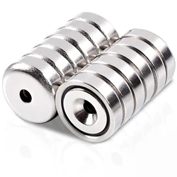 Super Strong Round Cup Neodymium Magnets Heavy Duty, Ring Rare Earth Magnets with Holes, Countersunk Hole Pot Magnets