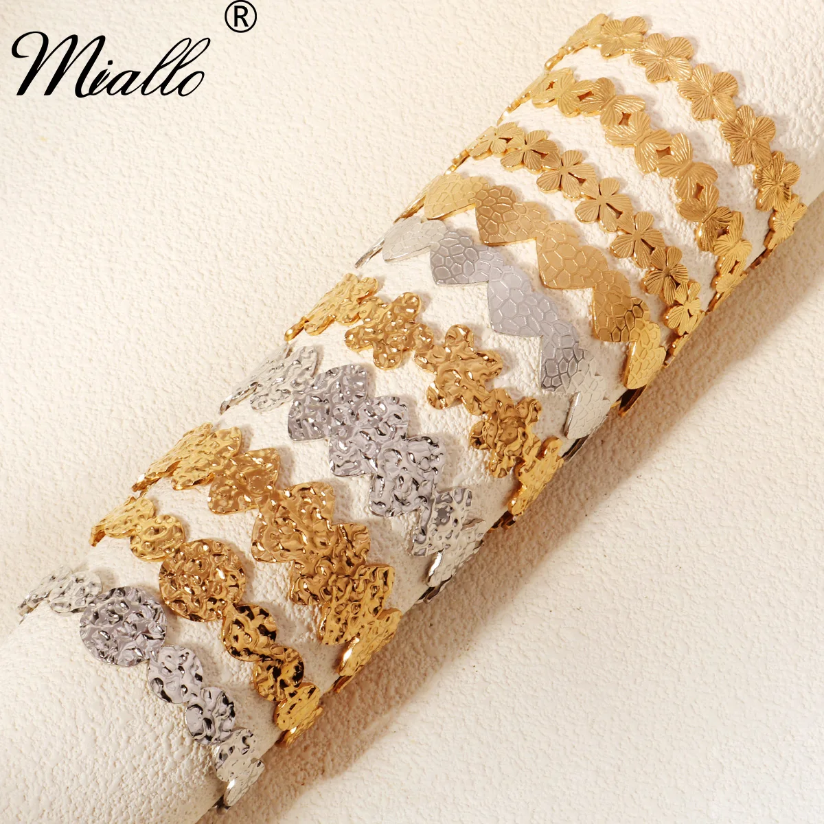 Miallo Vintage Flower Bangles For Women Gold Color Stainless Steel Bracelets Brand Femme Jewelry Daily Accessories As Gifts image 2