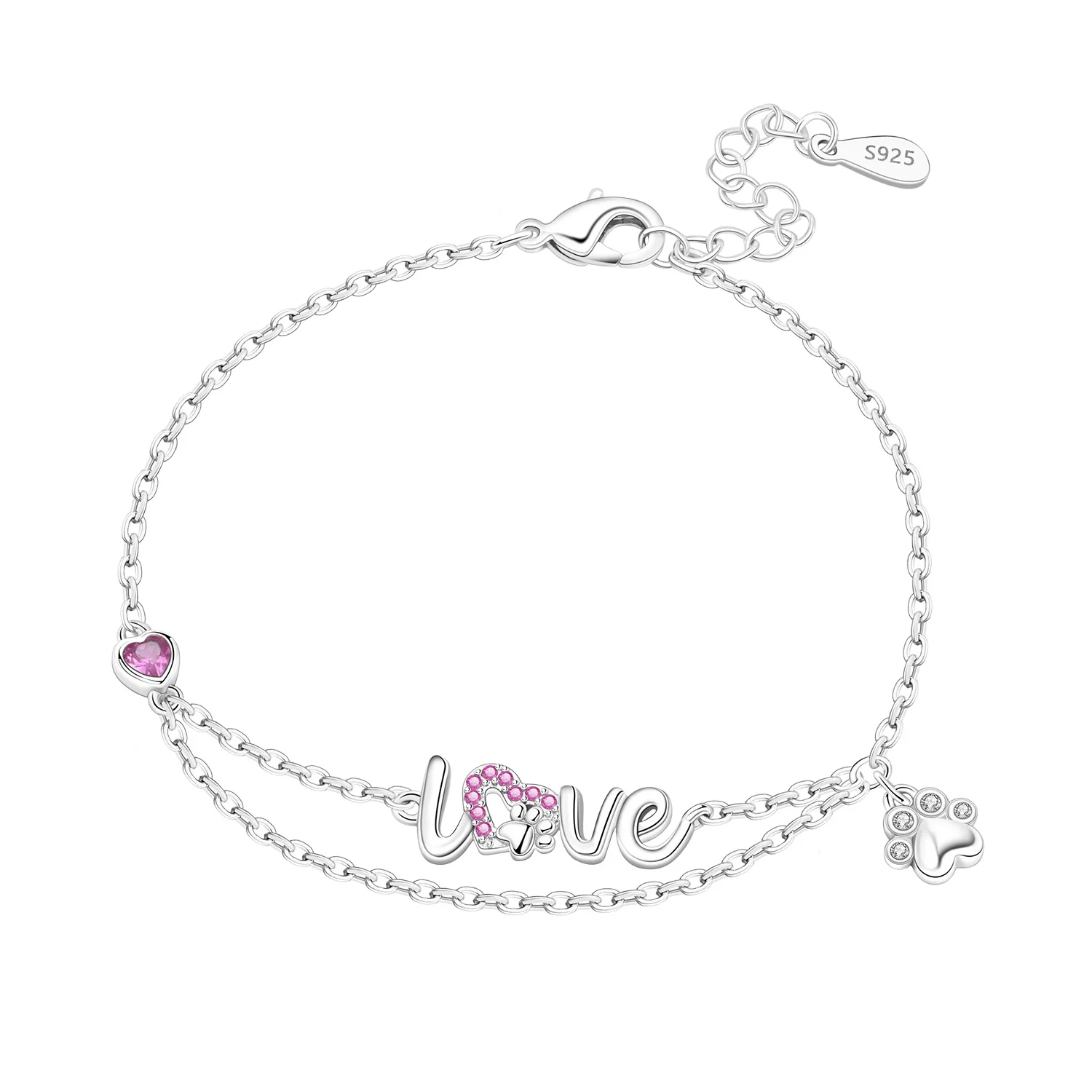 PANPOKI S925 Sterling Silber, doppellagig, niedliches Haustier-Armband, Kettenglieder, Damen-Armband, Schmuck, Party, trendige Geschenke zum Jahrestag