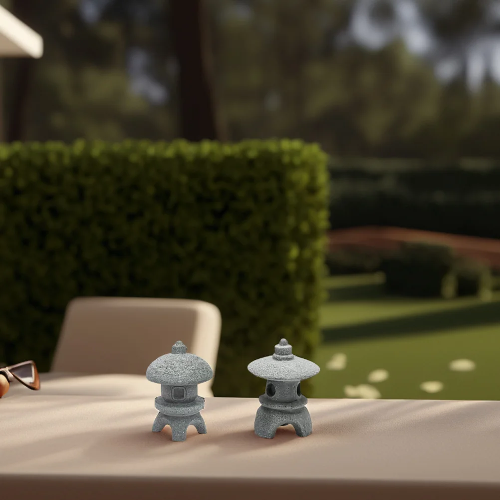 

2Pcs Miniature Pagoda Japanese Style Zen Garden Decor Outdoor Stone Lanterns Bonsai Landscape Accessories