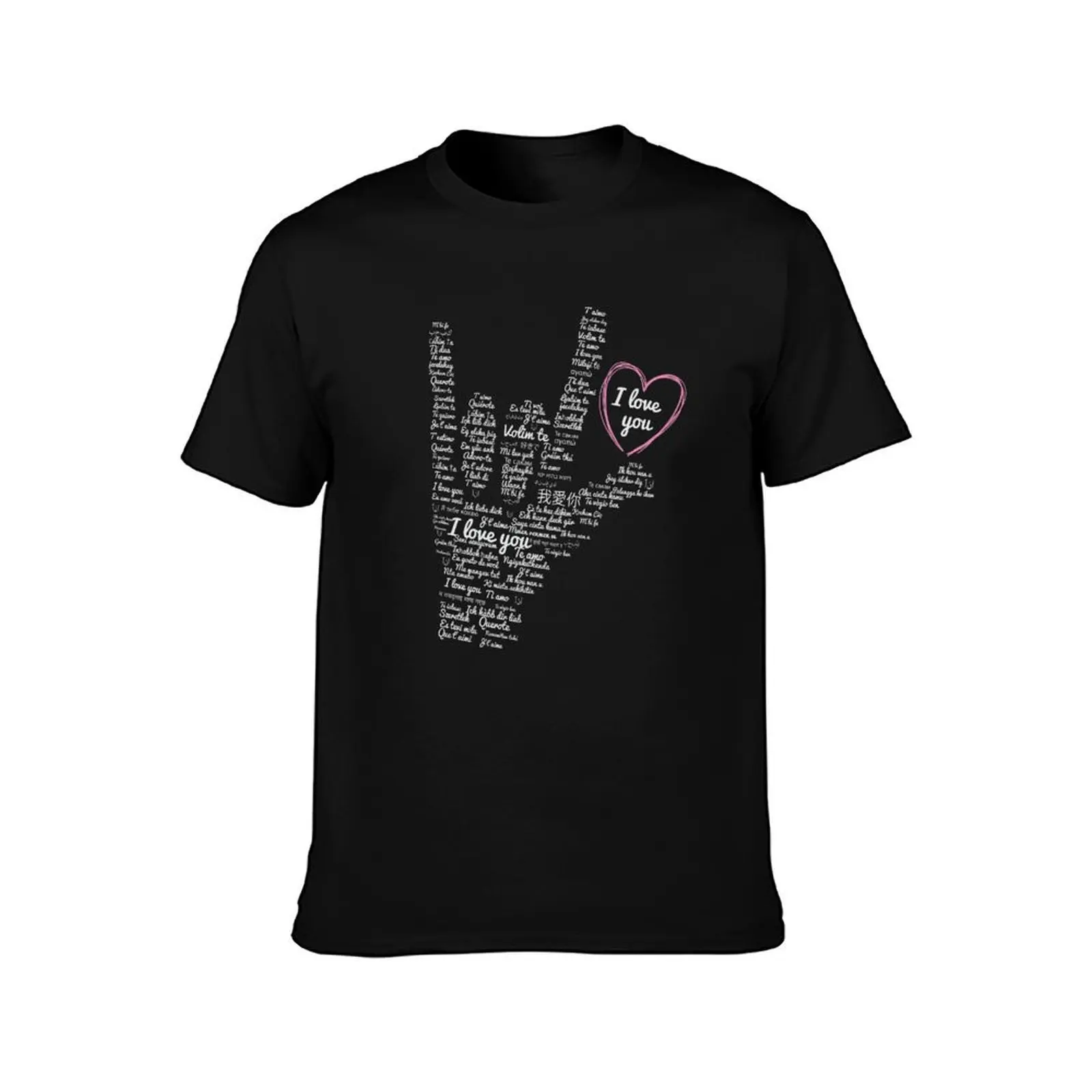 I love you ASL sign in several languages graphic ASL Love T-Shirt cotton t shirts high quality T-Shirt