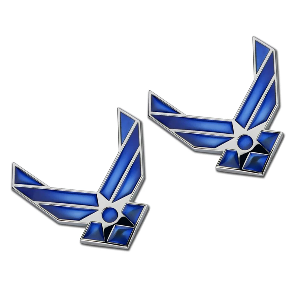 

2 Pieces Car Sticker Decal Car Accessories Metal US Air Force Badge USAF Blue Wings Emblem