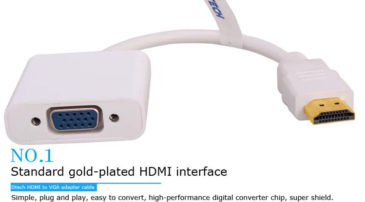 3 шт. DTECH прямая продажа с фабрики HDCP1.3 Plug and Play адаптер преобразователя HDMI в VGA для монитора ПК