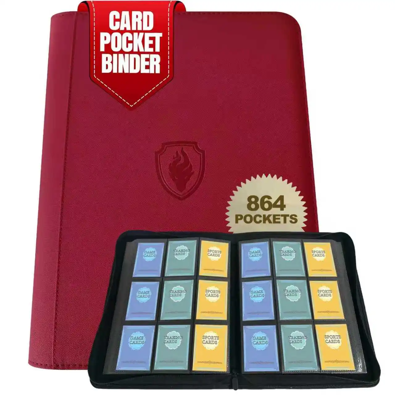 9-Fach Ringloser Kartenordner, Doppelte Kapazität für 864 Karten, Geeignet für Sport-/YGO-/PTCG-/Spielkarten – Detail 10
