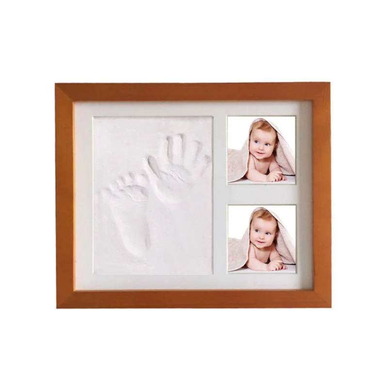 Cornice in legno con impronta mano per neonato, ornamenti per foto, regalo ricordo per compleanno del bambino