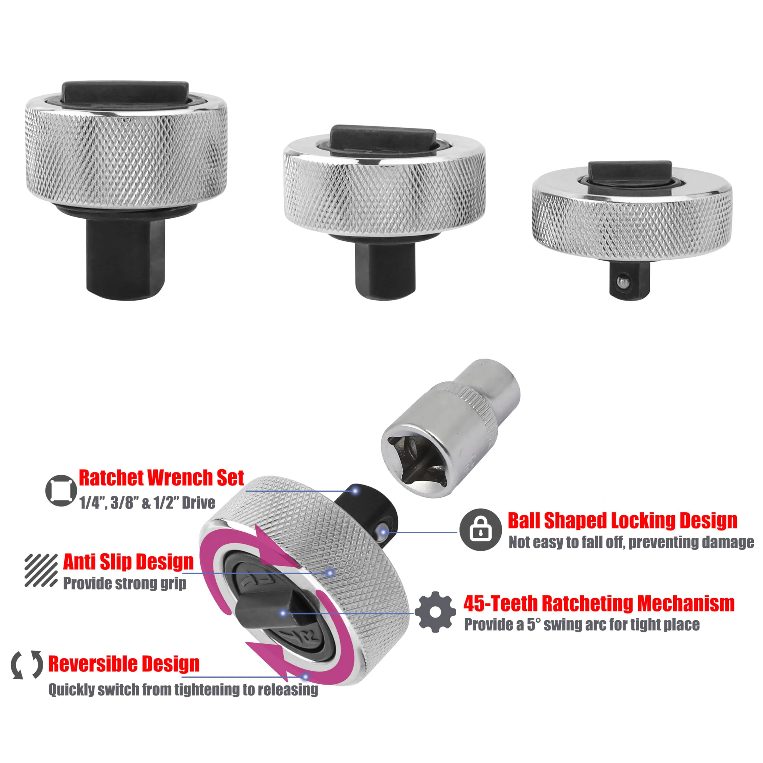 1/4 3/8 1/2 Antrieb Palm Ratschenschlüssel Set Reversible Ratsche Finger Sockel Fahrer Stubby Daumenrad Ratsche für enge Räume