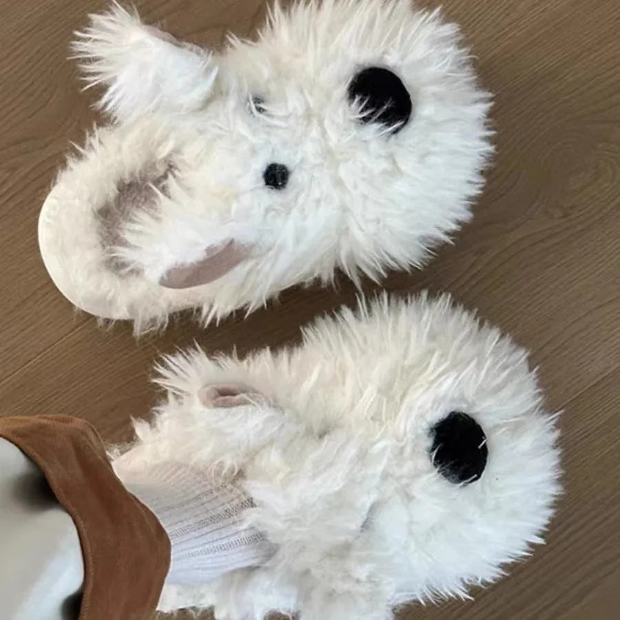 Funny Dog Slippers For Women's Outerwear 2024 New Autumn And Winter Household Casual Versatile Cartoon Cotton Home Slippers