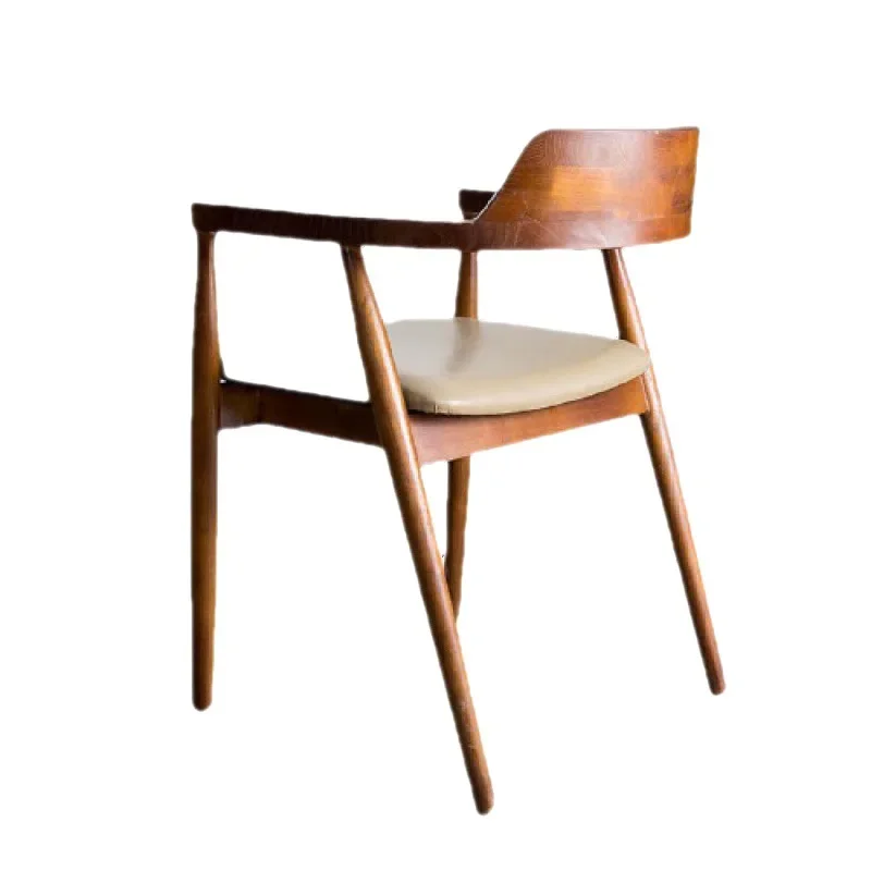 

American solid wood office chair, back armrest leisure, simple tea room study, Hiroshima chair