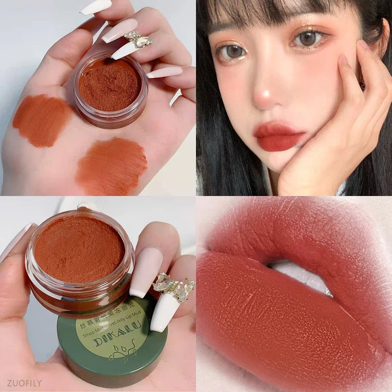 Mousse-pintalabios de terciopelo mate en conserva para mujer, bálsamo labial brillante de larga duración, maquillaje de mejillas, cosméticos