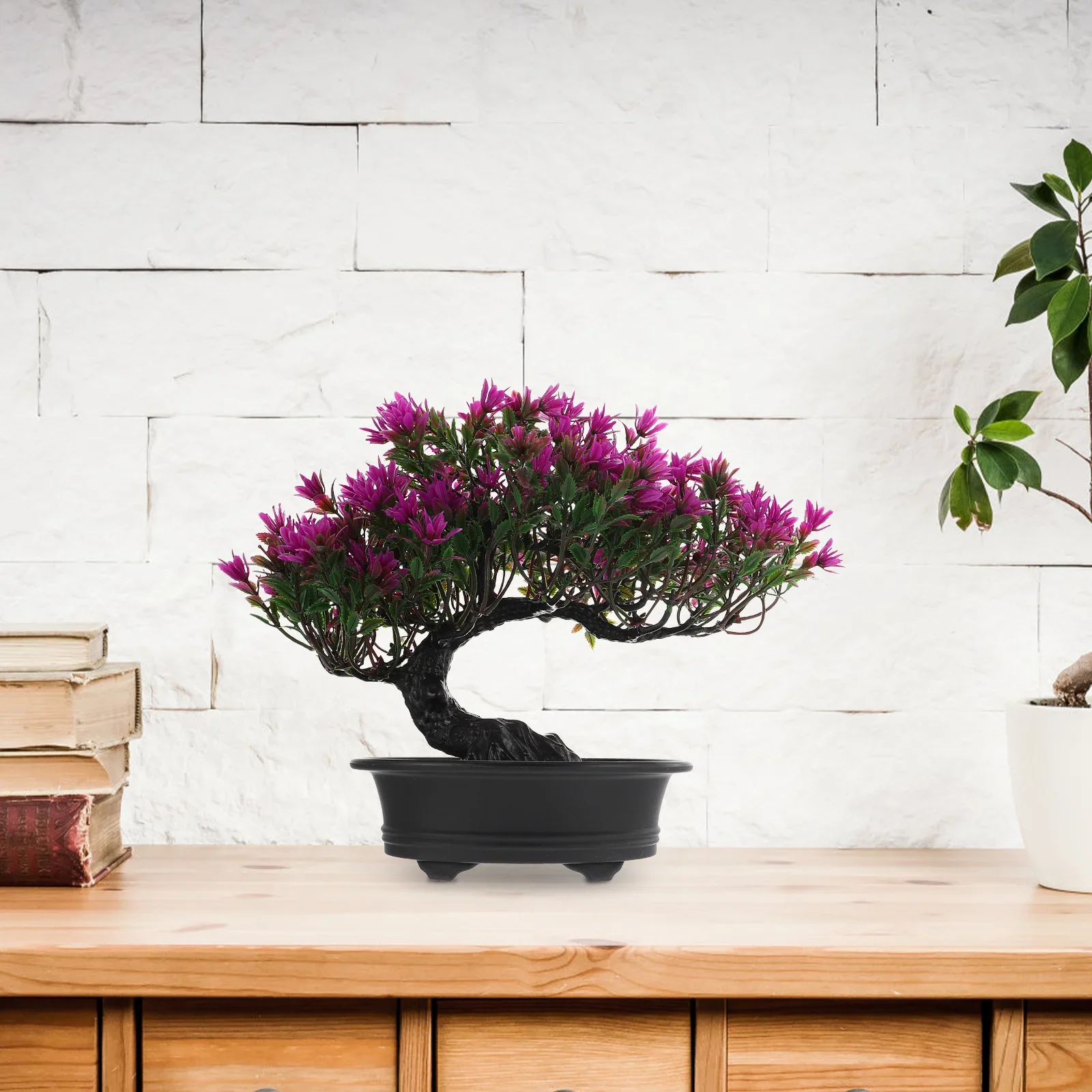 Realistischer künstlicher Miniatur-Bonsai-Baum aus roter Kiefer, immergrüne, pflegeleichte Kunstpflanze für die Dekoration von Schreibtischen und Regalen im Büro oder Zuhause. – Detail 13