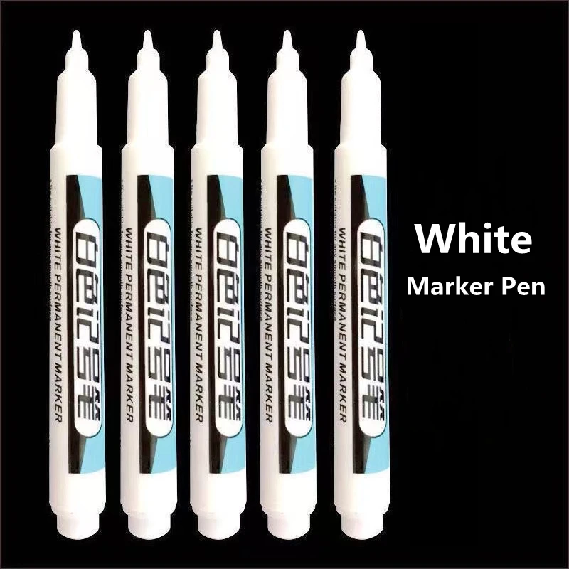 1//2/3Pcs/Set For Metal Long Head Marker Pens Oily Waterproof Plastic Large Capacity White Marker Pen Stationery 0.7/1.0/2.5mm