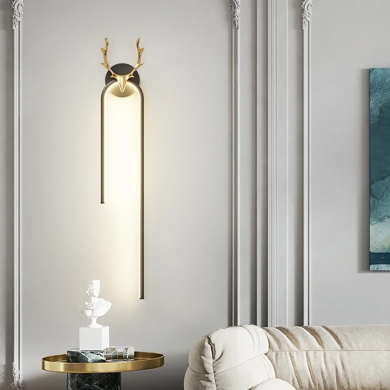 Dedroom Decorations Accessories Deer antler Light Fixture Creative Modern Wall Light Sconces Black Wall Lamps LED for livingroom