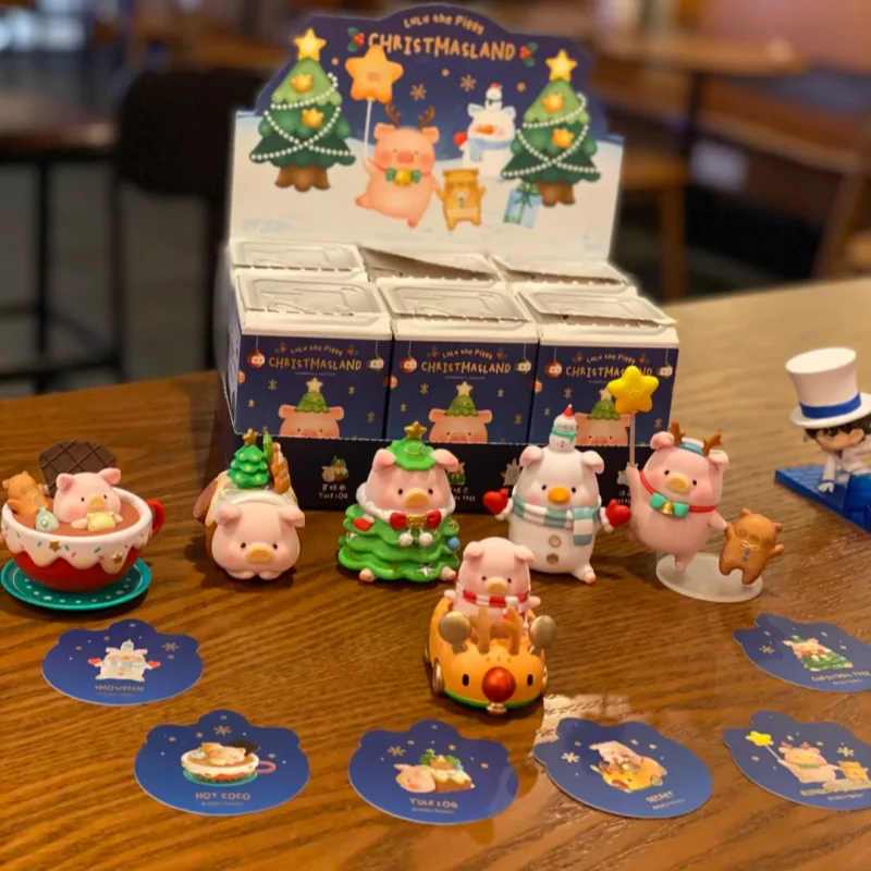 Koleksi Model Mainan Figur Babi Lulu The Piggy Seri Kota Natal Blind Box, Ornamen Ruangan, Boneka, Tas Kejutan, Hadiah Anak