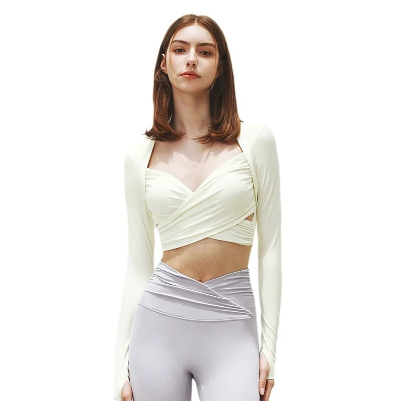 FUBEIKE Long-Sleeved Waistcoat Self-Retention Yoga Jacket Breast Shaping Fitness Sportswear Nude Seamless Running Workout Shirts