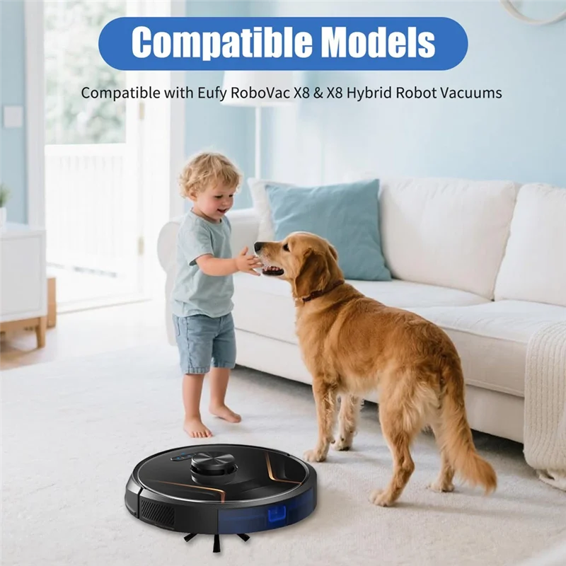 A24P pour Eufy Robovac X8/X8 hybride-Kit d'accessoires de remplacement comprenant des brosses à rouleaux, des brosses latérales, des filtres HEPA et 2 tampons de vadrouille