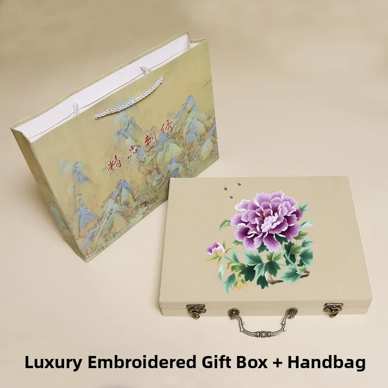 

High-End Suzhou Embroidery Scarf Shawl Gift Box Silk Box Winter Spring Summer Plant Floral Patterned Scarf Shawl for All Seasons