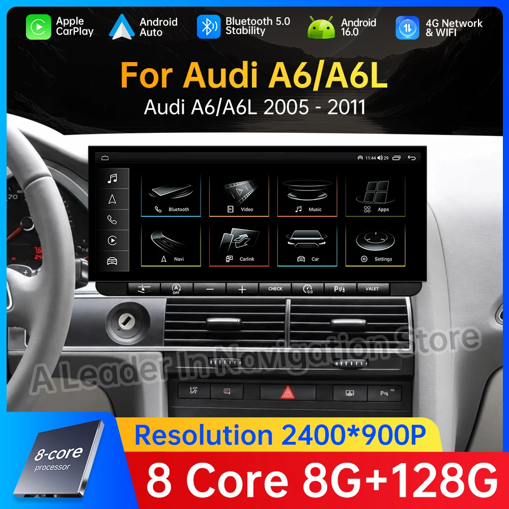 Android OS  For Audi A6 A6L A7 C7 2012 - 2018 Car Radio Multimedia CarPlay 4G WIFI DSP Stereo GPS Navigation QLED Touch Screen